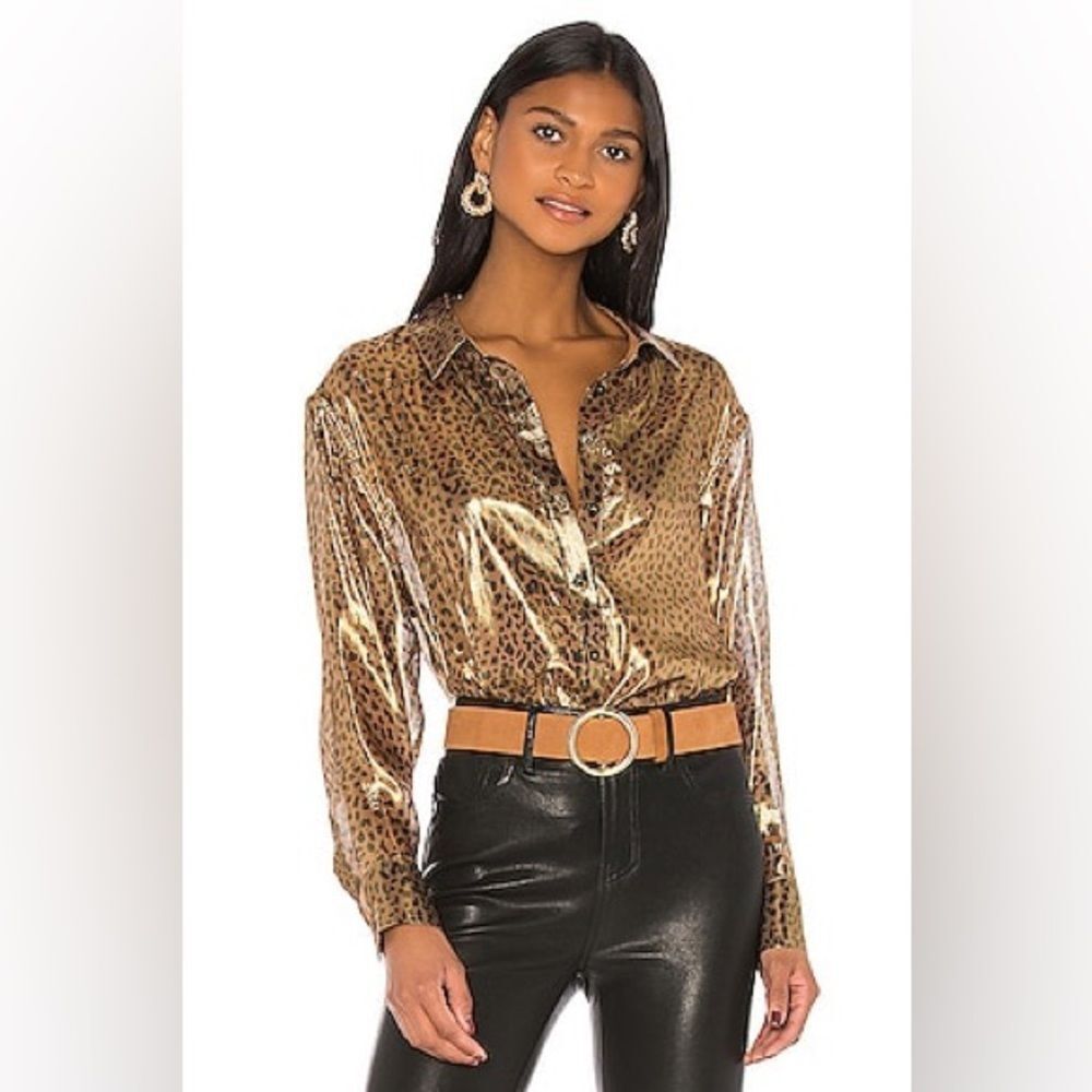 Women’s L’Academie The Lisette Top in Metallic Leopard | Small